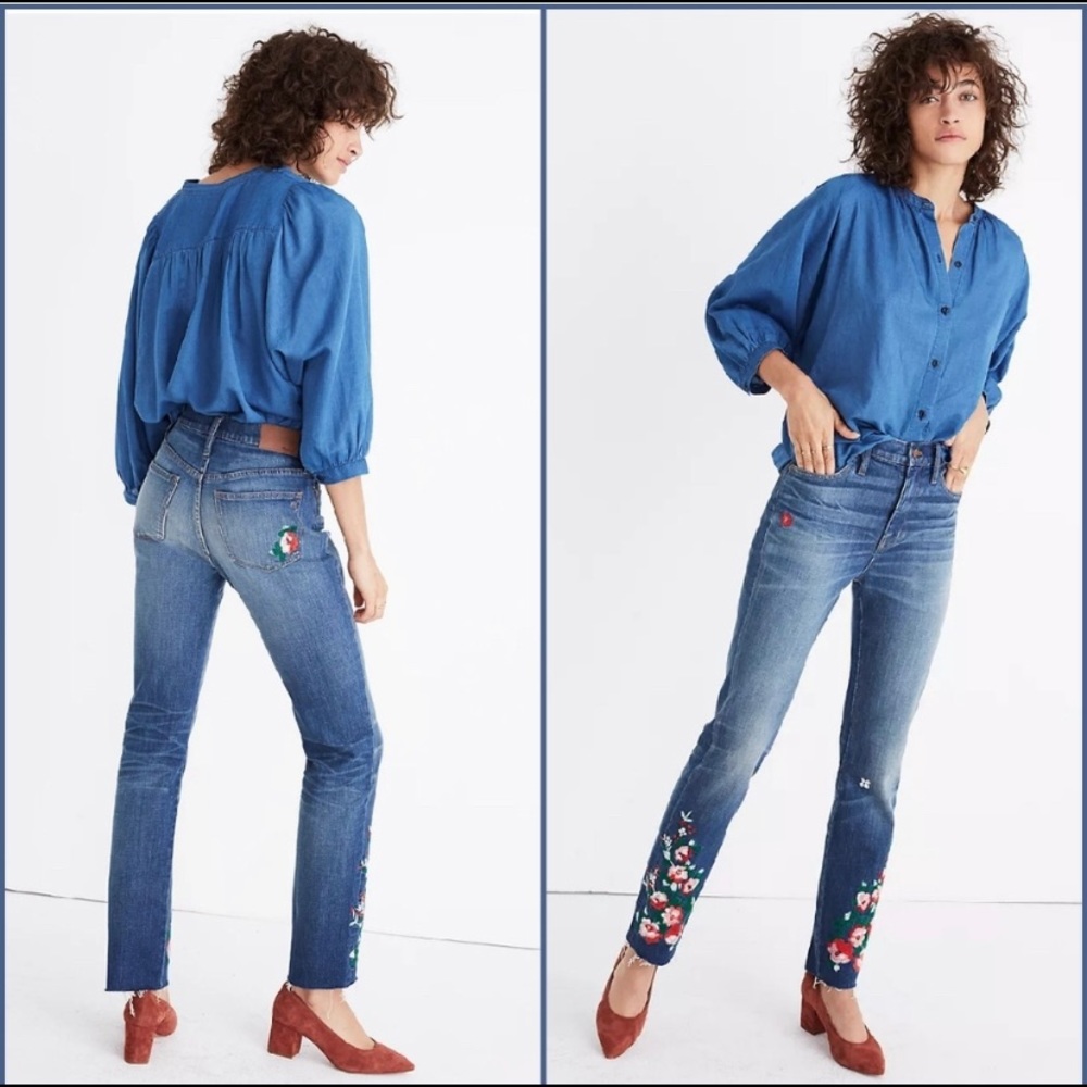 Madewell High Rise Slim Embroidered Boyjean Jean